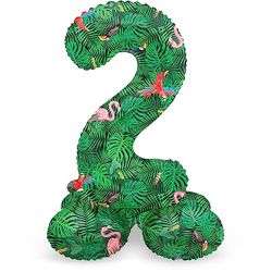 Folat 64732 Birthday Balloon Standing Number 2 Jungle Vibe Green 41 cm Decoration Birthday Decoration Balloon Number No Helium Required