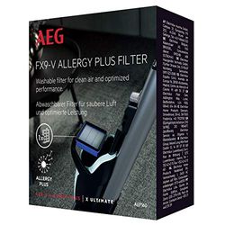 AEG AEF160 Allergy Plus FX9 Filtre hygiénique, Filtre d'aspirateur Lavable, Effet Filtre Plus de 99%, Puissance d'aspiration améliorée, hypoallergénique, adapté, Blanc