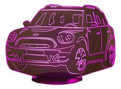 AUST. MINI COUNTRYMAN, Lampada illusione 3D con LED - 7 colori.