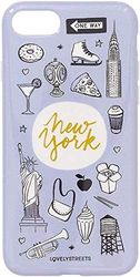 Lovely Streets Carcasa para telefono movil 7, telefono movil 8 y telefono movil SE color Lila con ilustraciones sobre cosas icónicas de Nueva York