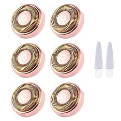 Facial Hair Remover Replacement Heads,18K Rose Gold-Plated Blade Head,Perfect for First Gen(NOT Compatible for Next Gen) Finishing Touch Flawless Hair Remover, As Seen On TV,6 Count,6 Case,2 Brush