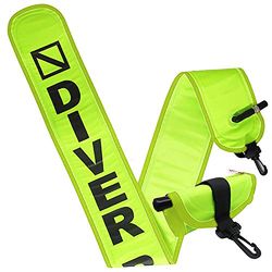 Scuba Choice Scuba Diving 4 pés néon Yellow Surface Marker Signal Tube w/Plastic Clip insuflado oral fácil de usar, com impressão Diver Below, adultos unissexo, amarelo néon, 5" (L) x 4' (L