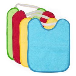 Titin | Pack 4 Bibs Waterproof for Babies 24x31 cm | Bibs for Babies Color red Blue Orange Green