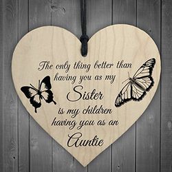 RED OCEAN My Children Having You As Their Auntie Love Gift Wooden Hanging Heart Aunt Sign