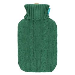 THUN - Boule d'eau chaude avec couverture en tricot jaqard Embrasse-AMI, vert
