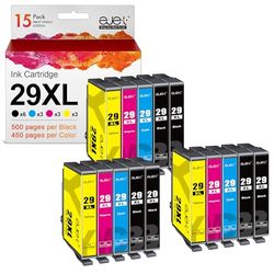 ejet 29XL Compatible pour Epson 29 29XL Cartouche d'encre pour Epson Expression Home XP-235 XP-255 XP-245 XP-345 XP-352 XP-445 XP-452 XP-432 XP-335 XP-342 XP-442 (Noir Cyan Magenta Jaune, 15-Pack)