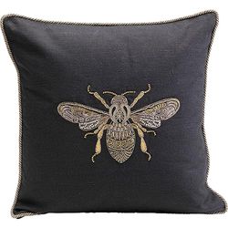 Kare Cojín de diseño de Abeja Brillante, Negro, Funda extraíble con Cierre de Cremallera, con Relleno, cojín Decorativo, Accesorio para el hogar, Funda en Aspecto de Terciopelo, 40 x 40 cm (Alto x