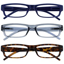 La Société Lunettes De Lecture Bleu Gris Brun Léger Confortable Lecteurs Valeur Pack 3 Hommes Femmes RRR32-372 +1,50