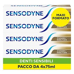 Sensodyne Kompleksowa pasta do zębów wrażliwe zęby, pomaga kontrolować powstawanie płytki nazębnej dla mocnych zębów, rozmiar Maxi 4 x 75 ml