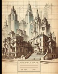 Graph Paper Composition Notebook 5 mm: Vintage Aesthetic Architect Themed Quad Ruled for School, College, Office, Work