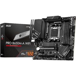 MSI PRO B650M-A WiFi Motherboard, Micro-ATX - Supports AMD Ryzen 7000 Series Processors, AM5-12 Duet Rail 80A VRM, DDR5 Memory Boost 6400+MHz/OC, 2 x PCIe 4.0 x16, 2 x M.0 2 Gen4, Wi-Fi 6E