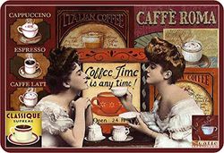 Schatzmix Cartel de chapa con texto "Coffee Time is Any Time" (20 x 30 cm)