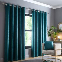 Fusion - Rideaux Vert forêt 229 x 229 cm - 2 Panneaux - Rideaux à œillets en Turquoise - Rideaux Thermiques pour Chambre/Salon - Rideaux et tentures - Rideaux de Porte - Collection Strata