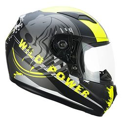 CGM Kinderhelm Junior volledig gezicht, 265G LUCKY WILD, zwart neon geel mat, YL (51-52cm)