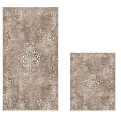 Ensemble de tapis de bain (2 pièces) beige et blanc