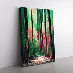 Abstract Forest No.5 Canvas Wall Art Print Ready to Hang, Framed Picture for Living Room Bedroom Home Office Décor, 60x40 cm (24x16 Inch)
