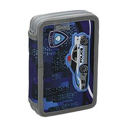 SPIRIT TTS Schooletui voor schrijfwaren, pennenzak, potloodhouder, pennenhouder, pennenetui, voor meisjes, tieners, jongens, etui, grote capaciteit, voor scholieren, studenten, 3D "politie", 2 ritsen