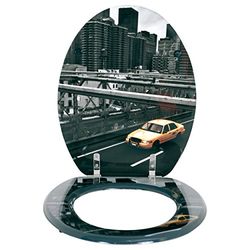 MSV 140572 New York Siège de Toilette Plastique Argent 30 x 20 x 110 cm