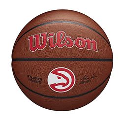 Wilson Pallone da Basket NBA TEAM COMPOSITE BSKT, Utilizzo Indoor/Outdoor, Pelle Composita, Misura 7, Marrone (Atlanta Hawks)