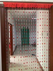 ZiDeTang Acrylic Beaded Door Curtain Home Décor Tassel Room Divider Curtain (100cm by 195cm, Heart Red)
