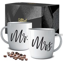 Gifffted Mr En Mrs Mokken, Uniek Huwelijksgeschenk Voor Het Paar, Geschenken Voor Verloving, Jubileum, Zijn En Haar, Bruid En Bruidegom, Valentines En Kerstcadeaus Voor Paren, Set Van 2 Koffiemokken