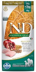 N&D ANCESTRAL GRAIN DOG CHICKEN, SPELT, OATS AND POMEGRANATE ADULT MEDIUM & MAXI 15KG