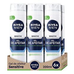 NIVEA MEN Sensitive Gel da barba (6 x 200 ml) per pelli sensibili, gel viso con tecnologia Ultra Glide per una rasatura senza irritazioni