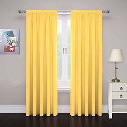 Eclipse Cadenza Microfiber Rod Pocket Panel Pair, Light Filtering Window Curtains, 63 in long x 40 in wide, (2 Panels), Mimosa