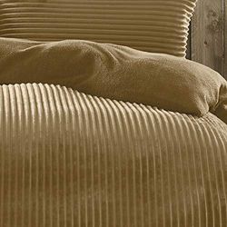 Fusion Ribbed Teddy Bear Fleece – Extra Soft and Fluffy Duvet Cover Bedding Set, Polyester, Ochre, Double