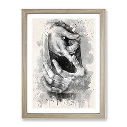 Albrecht Durer Hand Study Modern Fc Framed Wall Art Print, Ready to Hang Picture for Living Room Bedroom Home Office Décor, Oak A4 (34 x 25 cm)