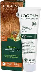 LOGONA Naturkosmetik Colore per capelli vegetali crema 210 rosso rame, colore rosso naturale con henné, crema colorante Indian Summer, colorazione permanente, 150 ml