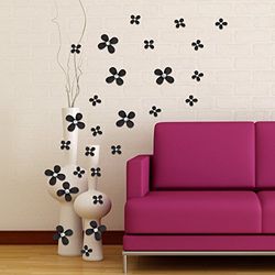 Walplus Negro 3d Crystal flores Art Decals Home restaurante extraíble autoadhesiva – adhesivo de pared, negro, 10 x 18 x 3,5 cm, juego de 12