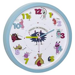 TFA Dostmann Wall Clock for Kids, 60.3051.20, non ticking, easy to learn the time, battery operated, turquoise