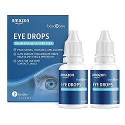Amazon Basic Care Goccia oculari con ialuronato di sodio 0,2%, 30 ml (2 Confezione da 15 ml)