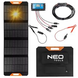 NEO TOOLS Bärbar solpanel laddare 100/120/140/200 W, solcellsladdare; för uppladdningsbara USB-enheter; bärbar powerbank, utomhus vattentät camping överlevnad (140 W)