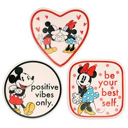 Disney Mickey and Minnie Multicoloured Ceramic Gift 3 Piece Boxed Trinket Tray Set VC700375L