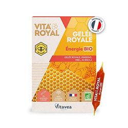 Vitavea - Vita'Royal Énergie BIO - Réduction de la fatigue, Défenses naturelles, Bienfaits Naturels de la Ruche - Gelée royale, Ginseng, Miel, Acérola - 10 ampoules - Fabriqué en France