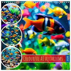 Colourful AI aquariums (Wall Calendar 2026 12" x 24" / 30 x 60 cm (open)) CALVENDO 12 Month Wall Calendar
