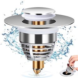 Diboniur Upgraded Sink Plug, Improved Bathroom Sink Plug Replacement, Universal Sink Stopper, Pull Type Sink Plug Strainer Stainless Pop up Bidet Plug for Bathtub, Kitchen, Basin for (32-42mm）