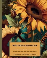 Vintage Style Sunflower Wide-Lined Notebook: A beautifully designed notebook for journalling perfect for sunflower lovers
