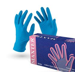 VENSALUD Nitrilhandschoenen, wegwerphandschoenen, poedervrij, doos met 100 handschoenen Kleur: blauw, S, 3