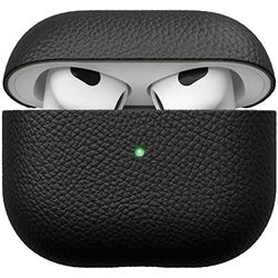 KeyBudz Artisan Étui en Cuir véritable pour Apple AirPods 3 Noir