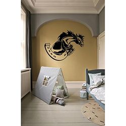 Tatoutex Stickers Cheval D'obstacle et Fer - Bleu Foncé, L 70cm x H 52cm