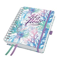 SIGEL J5604 Jolie Spiral Diary 2025, Underwater Miracles, 120 GSM, 16,8 x 21,5 cm, hardcover, 240 Pages, Purple, Green, Blue