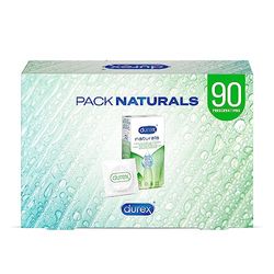 Durex Naturals Preservativos con Lubricante Natural de Base Agua, Diseñado para Ella, Pack 90 condones