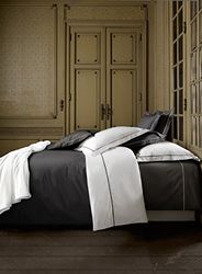 De Witte Lietaer Bumblebee Juego percal Luxe Funda de edredón + Fundas de Almohada, algodón, Color Blanco/Gris Oscuro, 260 x 240 cm