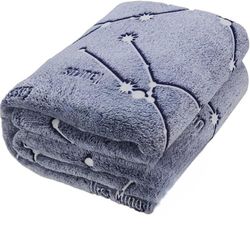 Kanguru 1164 Manta para cama de casal que brilha no escuro, 100% poliéster, turquesa, rei, tamanho único