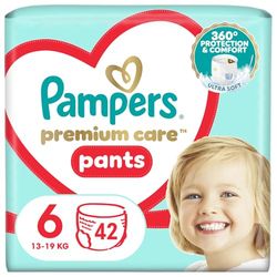 Pampers Pants Pieluchomajtki Rozmiar 6 (15+ kg), Premium Care, 42 Sztuk, Najlepsza Ochrona i Komfort Pampers w Łatwych do Założenia Pieluchach
