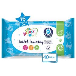Little Heroes Baby Wipes, Toilet Training Wet Wipes for Sensitive Skin, Fragfrance Free (16 packs x 40 wipes totaling 640 wipes)