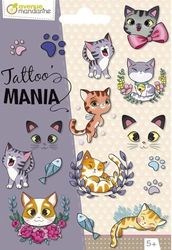 Avenue Mandarine CC056C - TATOO'MANIA - 1 vel 10,5 x 16 cm met 15 tatoos - vanaf 5 jaar - katten